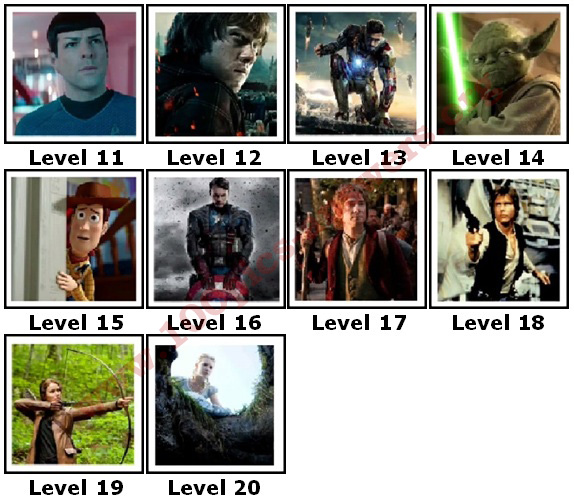 100 Pics Movie Heroes Level 11-20 Answers | 100 Pics Answers